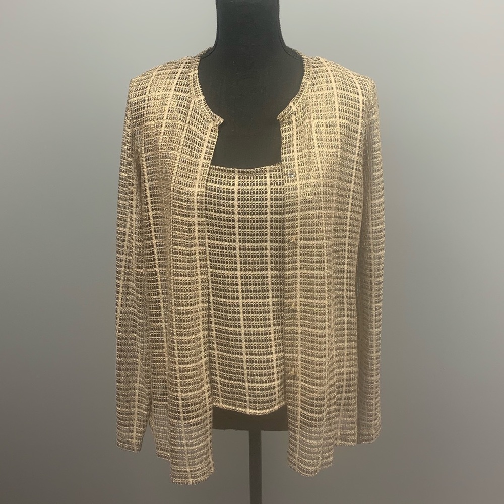 Holiday JS Collection Gold Mesh Tank/sweater set, Large P